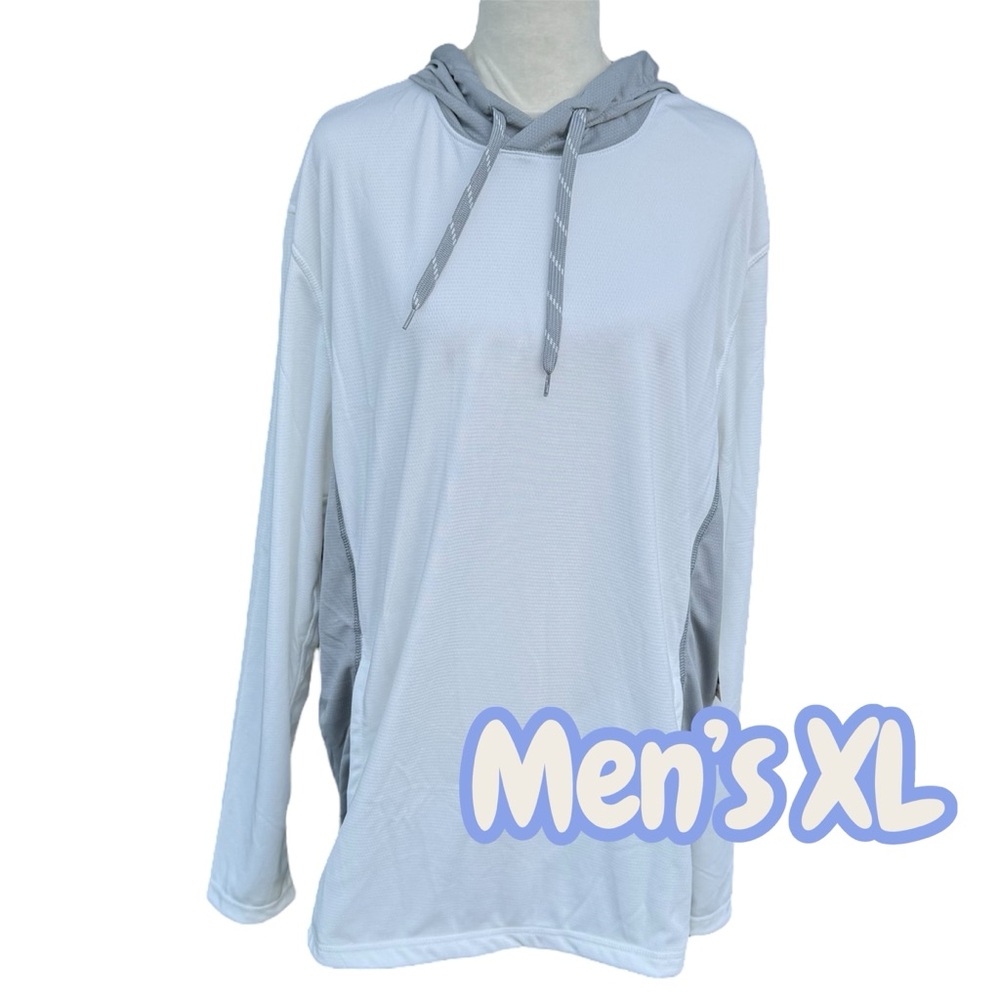 Horizon Men’s Sporty Athletic White & Gray Lightweight Cool Hood Sweatshirt XL